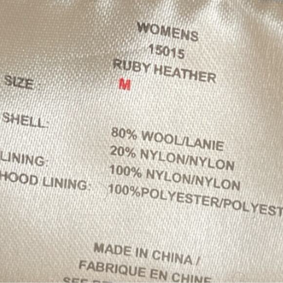 Vintage Woolrich Women’s Wool Hooded Duffle Coat Toggle Size M Red - Picture 15 of 16